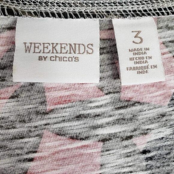 Weekend By Chicos Shirt Womens Size 3 US XL Geometric Black Stretch Pullover - Picture 6 of 10